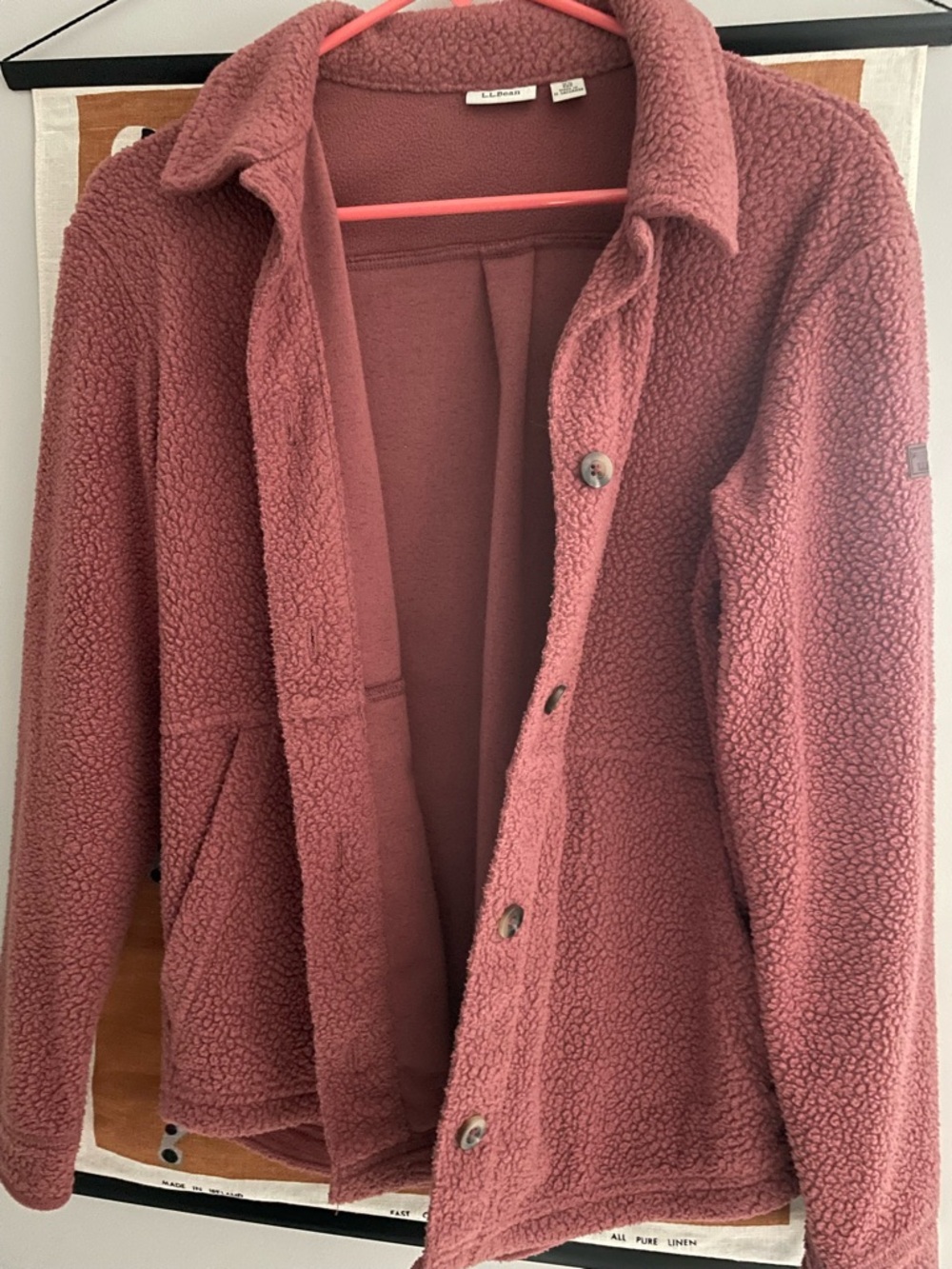 L.L. Bean Women's Dusty Rose Teddy Sherpa Jacket